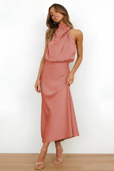 Olivia™ | Robe longue en satin dos nu