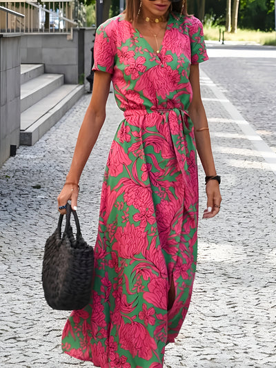 Léonie™ | Robe fleurie à col en V