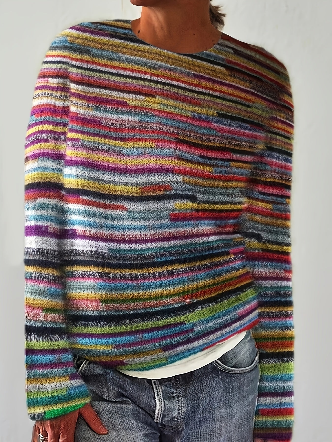 Josefin™ | Élégant pull rayé multicolore