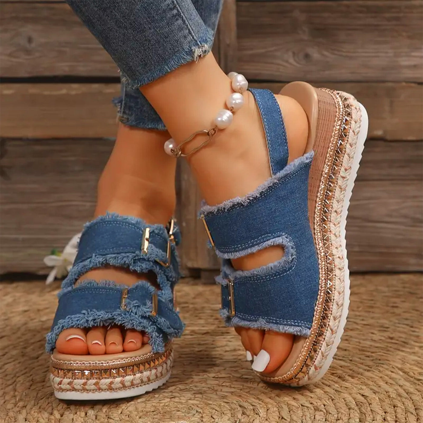 Linnea™ | Chaussures compensées en denim décontracté