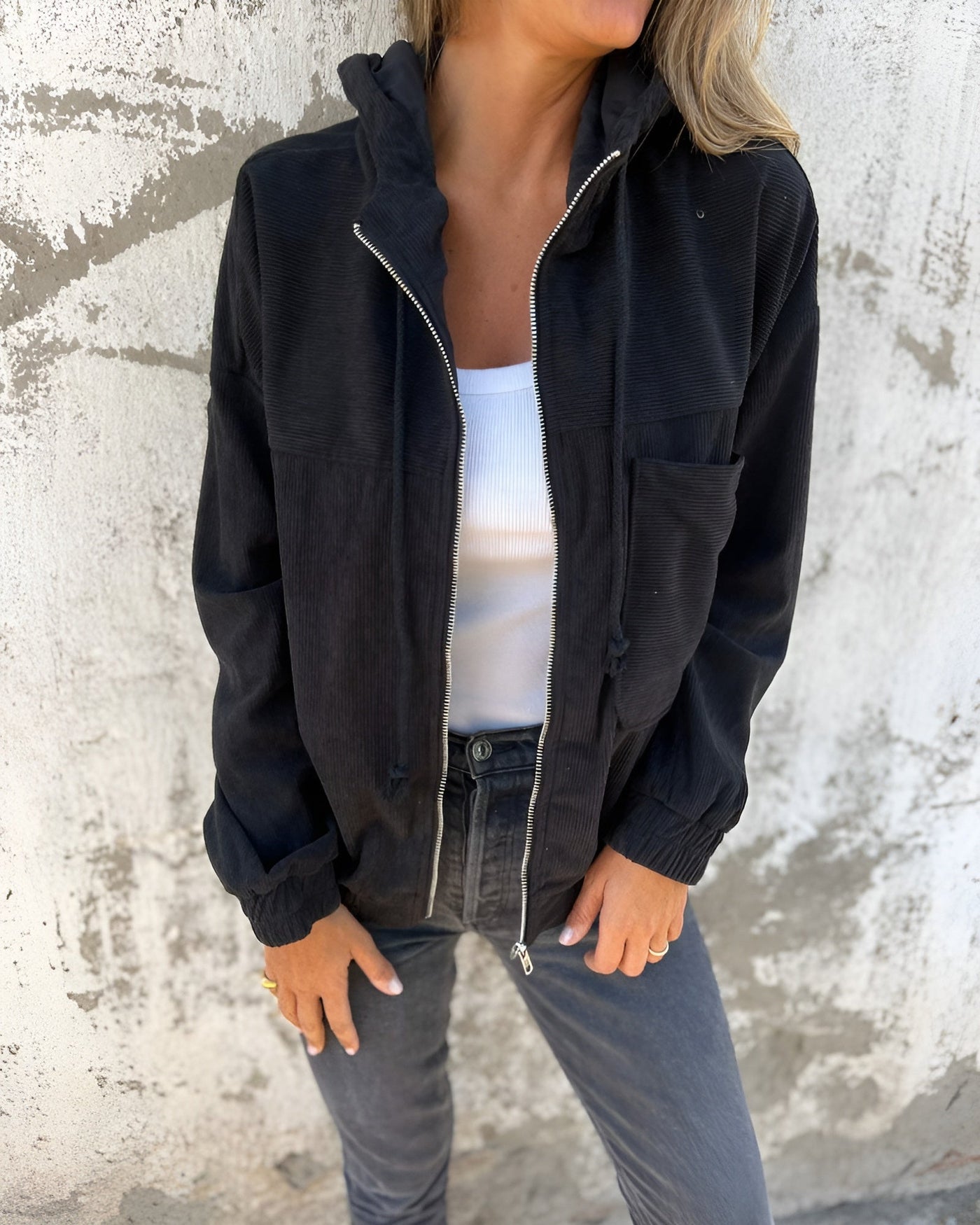 Marnie™ | Veste à capuche zippée en velours côtelé