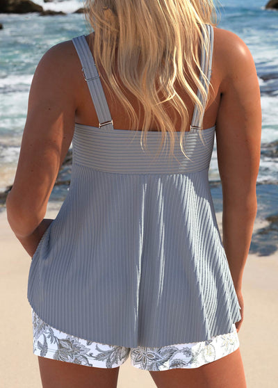Flavie™ | Tankini fleuri élégant à col cache-cœur
