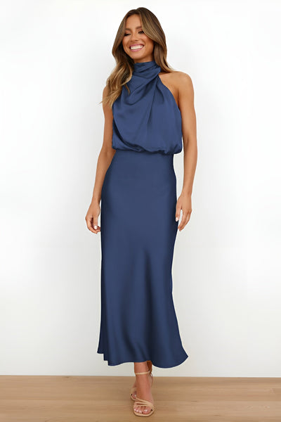 Olivia™ | Robe longue en satin dos nu