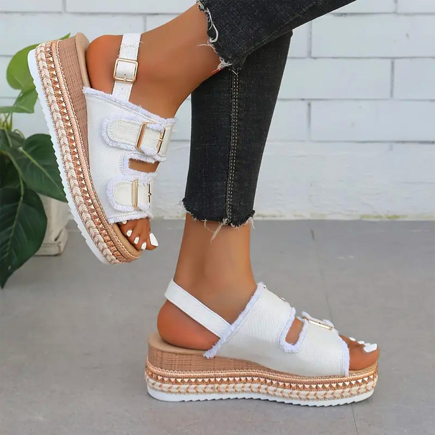 Linnea™ | Chaussures compensées en denim décontracté