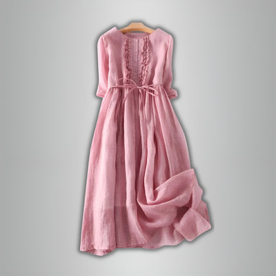 Rose™ | Robe rétro pour femme à col rond et taille lacée