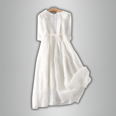 Rose™ | Robe rétro pour femme à col rond et taille lacée