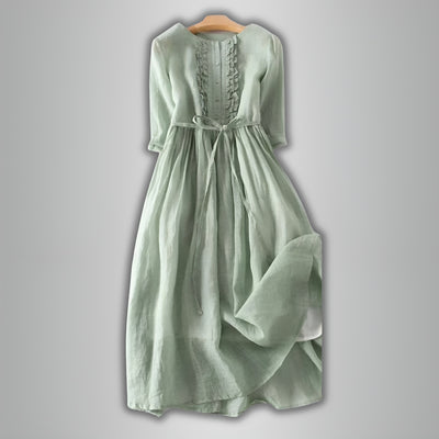Rose™ | Robe rétro pour femme à col rond et taille lacée