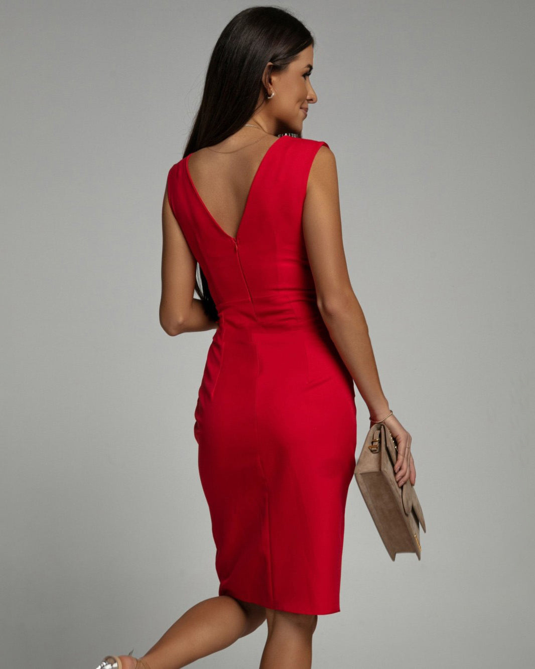 Joëlle™ | Robe Moulante à Décolleté en V et Fente Élégante