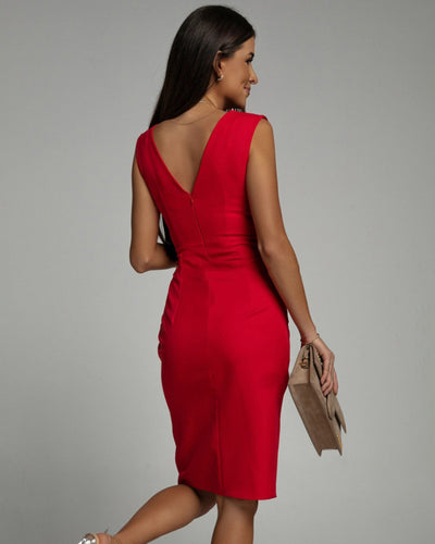 Joëlle™ | Robe Moulante à Décolleté en V et Fente Élégante