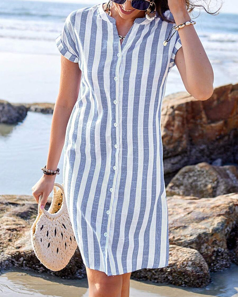 Alix | Robe chemise élégante à rayures