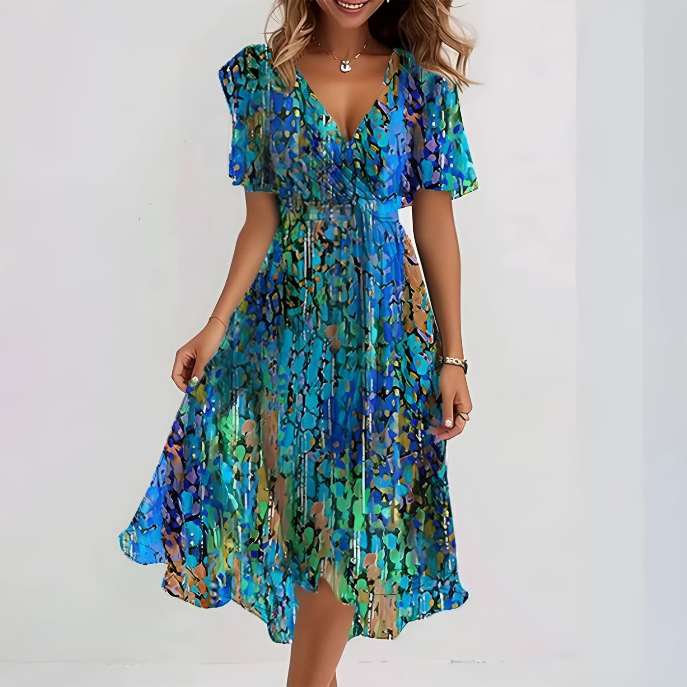 Delphine™ | Robe élégante à manches courtes