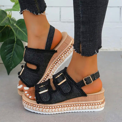 Linnea™ | Chaussures compensées en denim décontracté