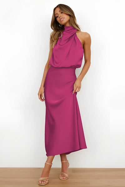 Olivia™ | Robe longue en satin dos nu