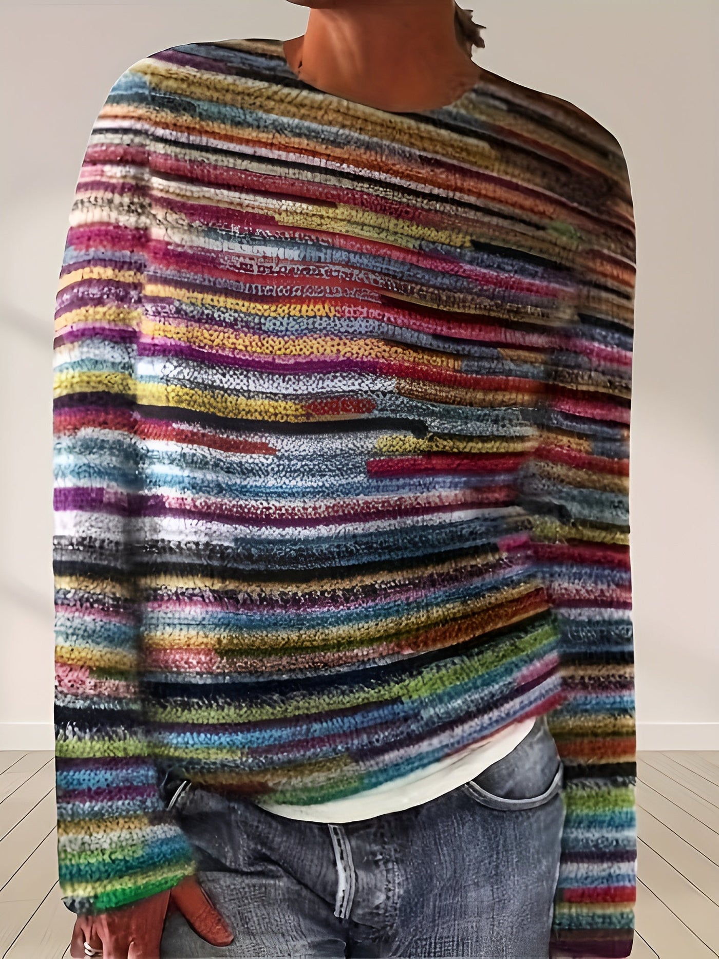 Josefin™ | Élégant pull rayé multicolore