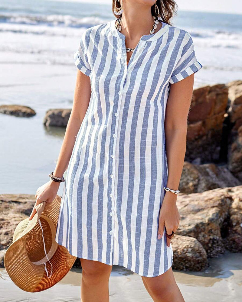 Alix | Robe chemise élégante à rayures