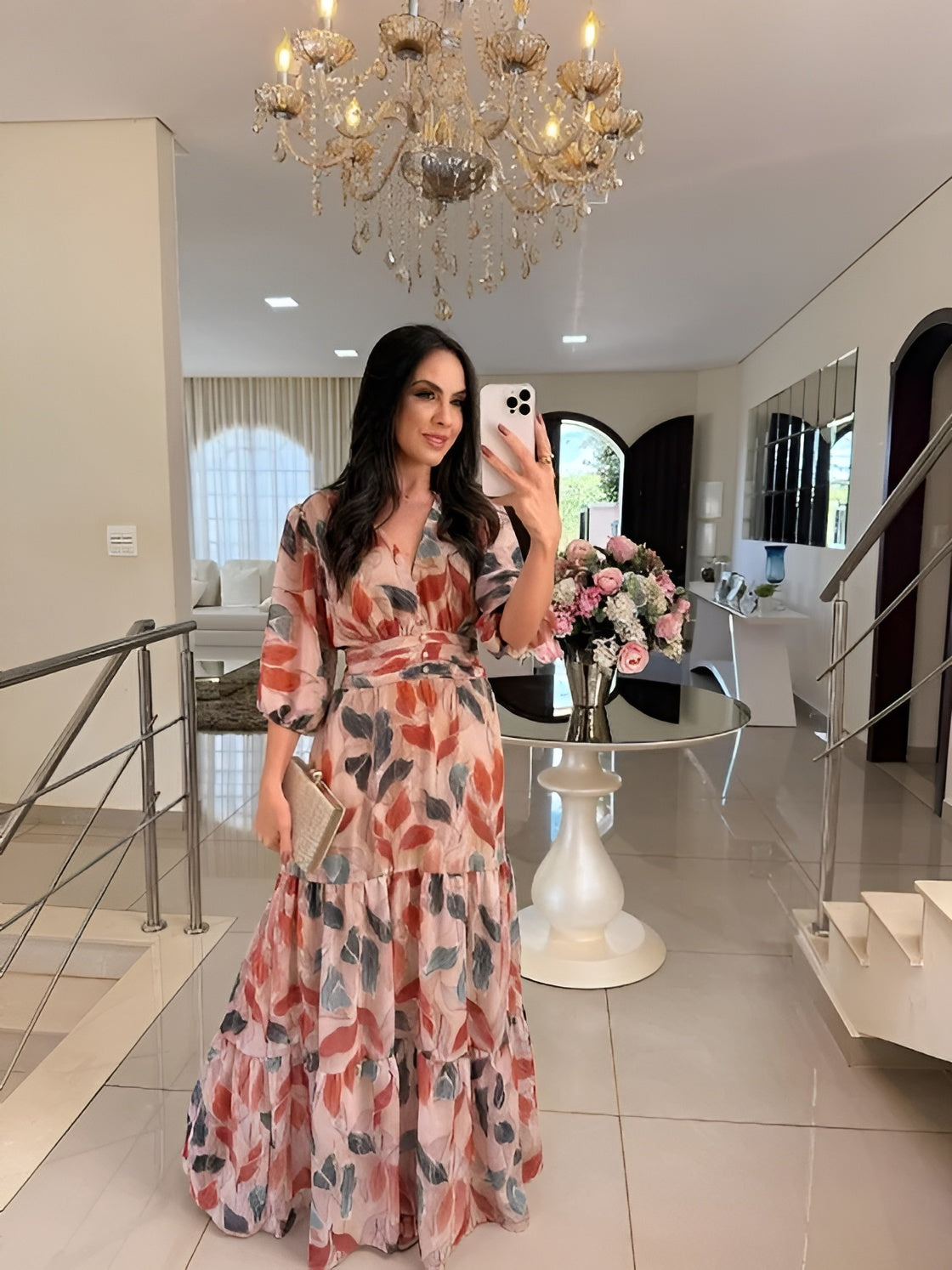 Sarah™ | Robe longue fleurie confortable pour des journées élégantes