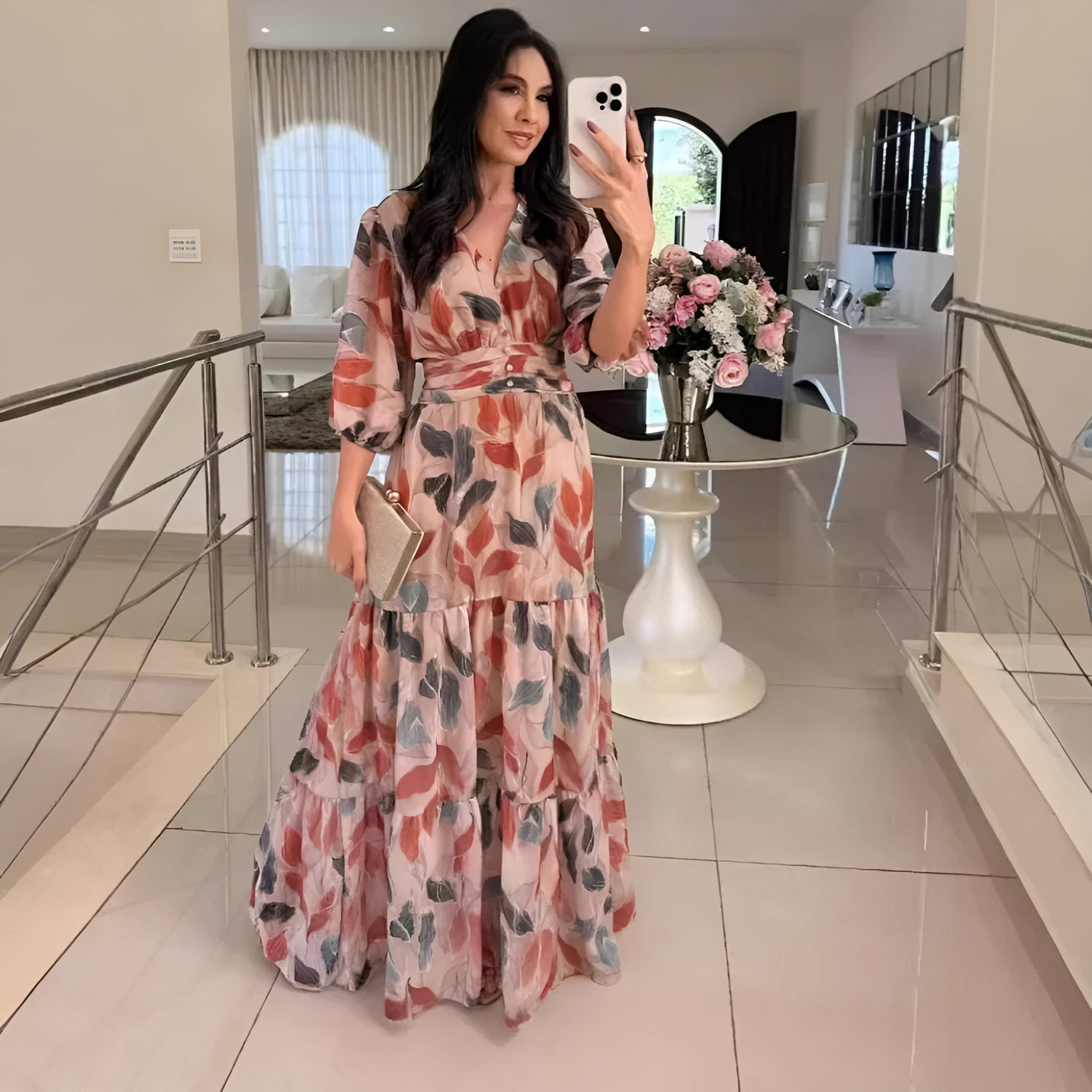 Sarah™ | Robe longue fleurie confortable pour des journées élégantes