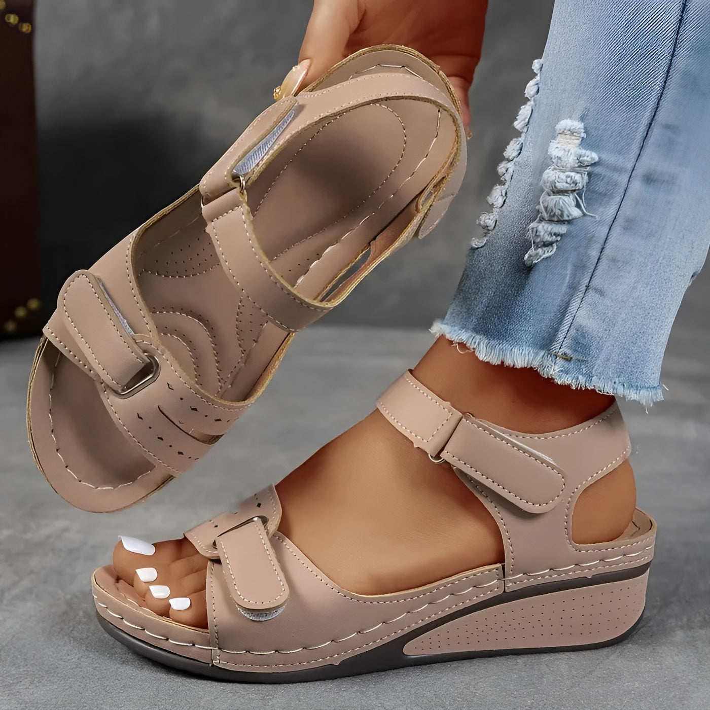 Clarisse™ | Sandales orthopédiques à talon compensé