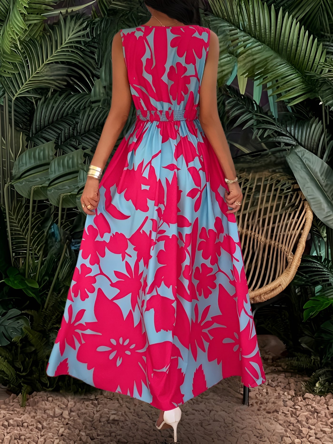 Zoé™ | Robe longue plissée tropicale