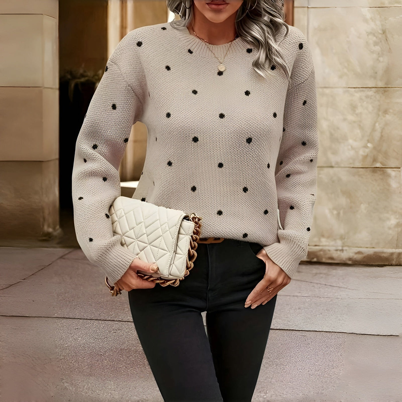Natalie™ | Pull tricoté à pois