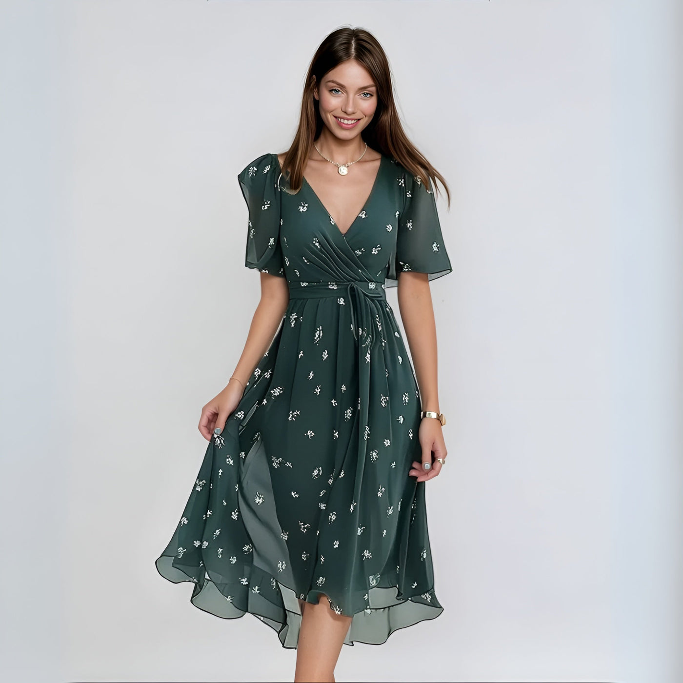 Delphine™ | Robe élégante à manches courtes