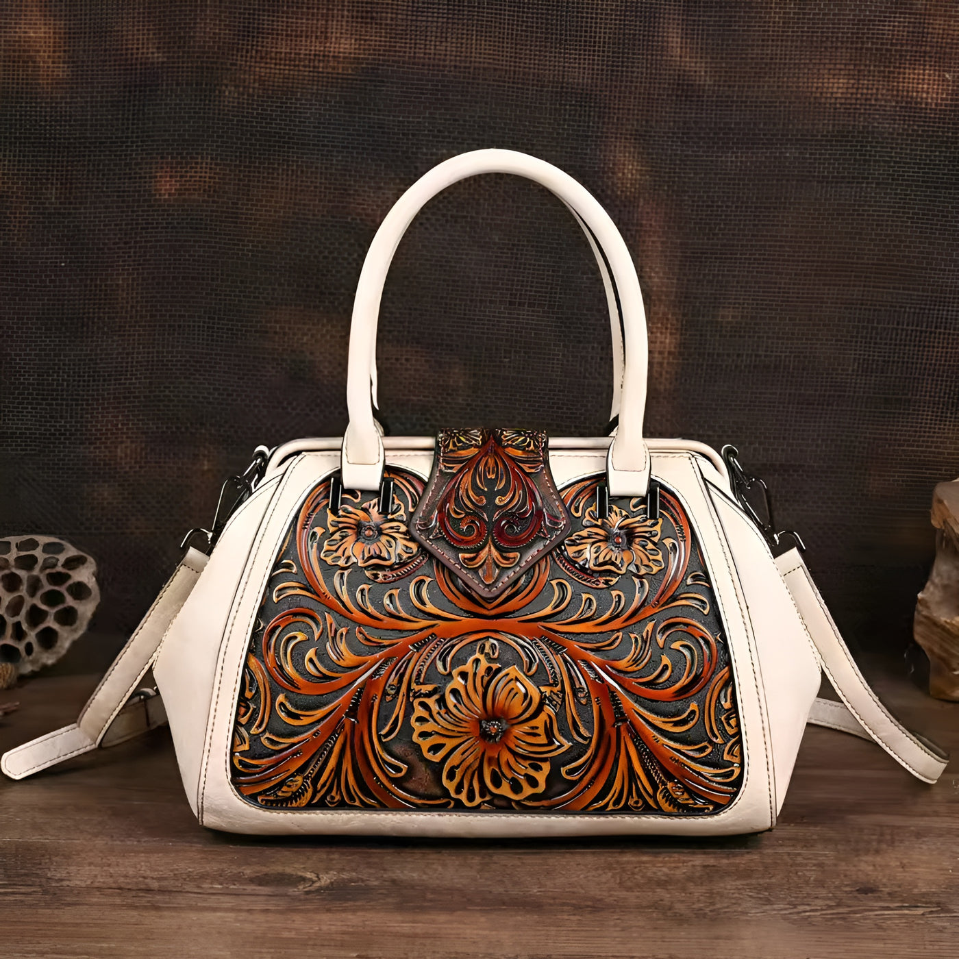 Florence™ | Sac à main avec gravure et motif floral