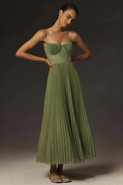 Laurette™ | Robe Midi Plissée en Tulle