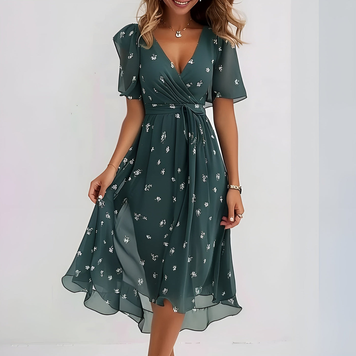 Delphine™ | Robe élégante à manches courtes