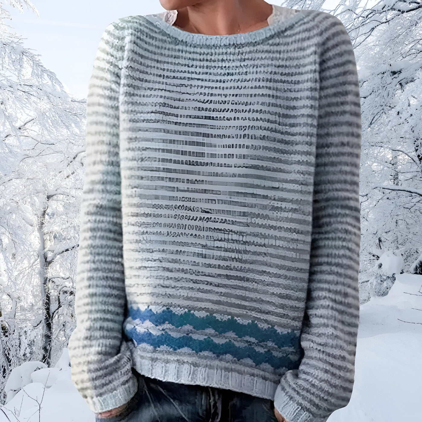 Emelie™ | Pull rayé gris