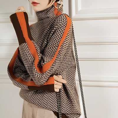 Amance™ | Pull col montant à rayures contrastées