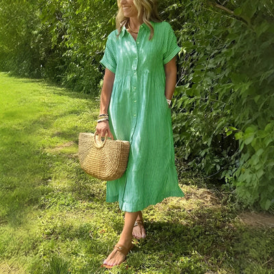 Auralie™ | Robe Chemise Rayée à Coupe Décontractée avec Poches Latérales