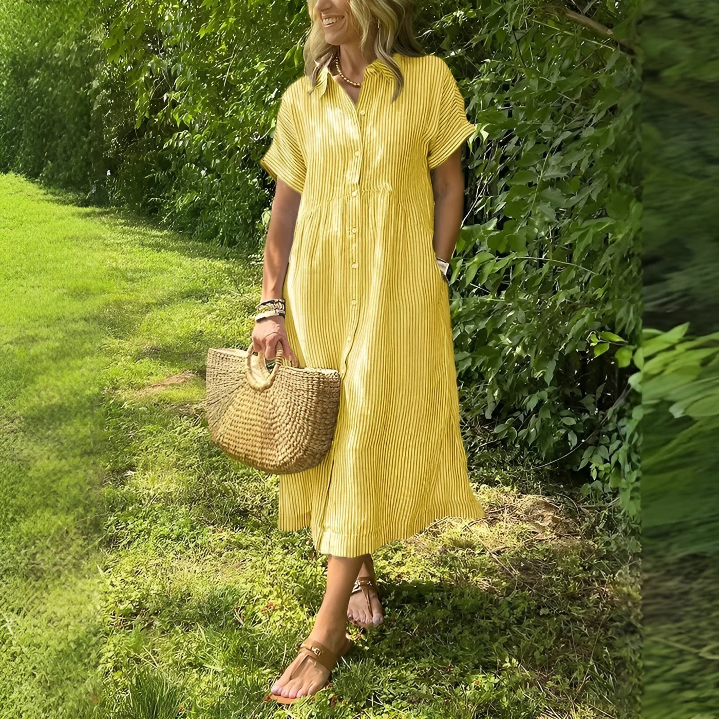 Auralie™ | Robe Chemise Rayée à Coupe Décontractée avec Poches Latérales