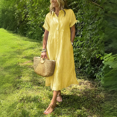 Auralie™ | Robe Chemise Rayée à Coupe Décontractée avec Poches Latérales
