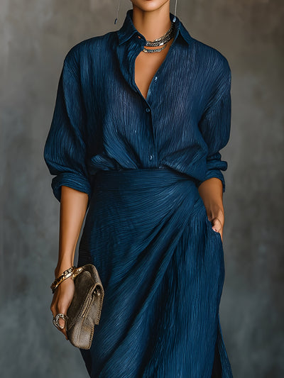 Violette™ | Ensemble élégant chemise et jupe longue