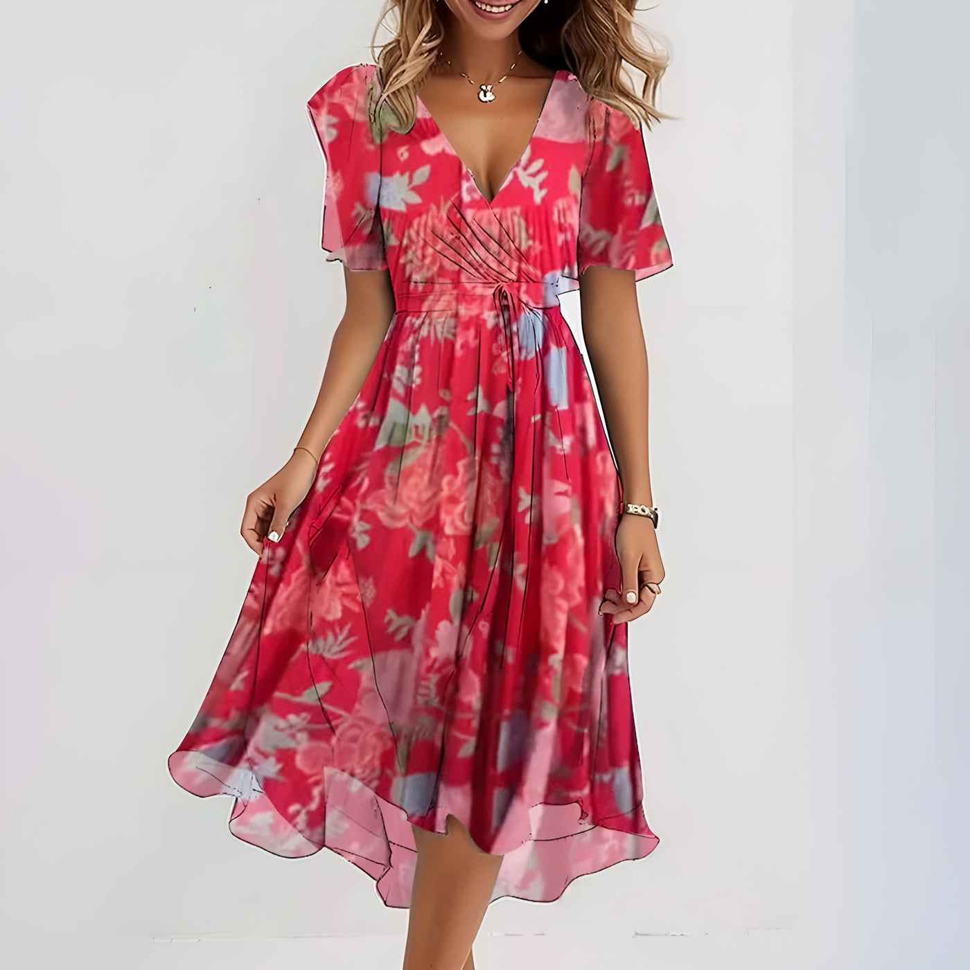 Delphine™ | Robe élégante à manches courtes