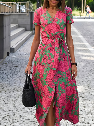 Léonie™ | Robe fleurie à col en V