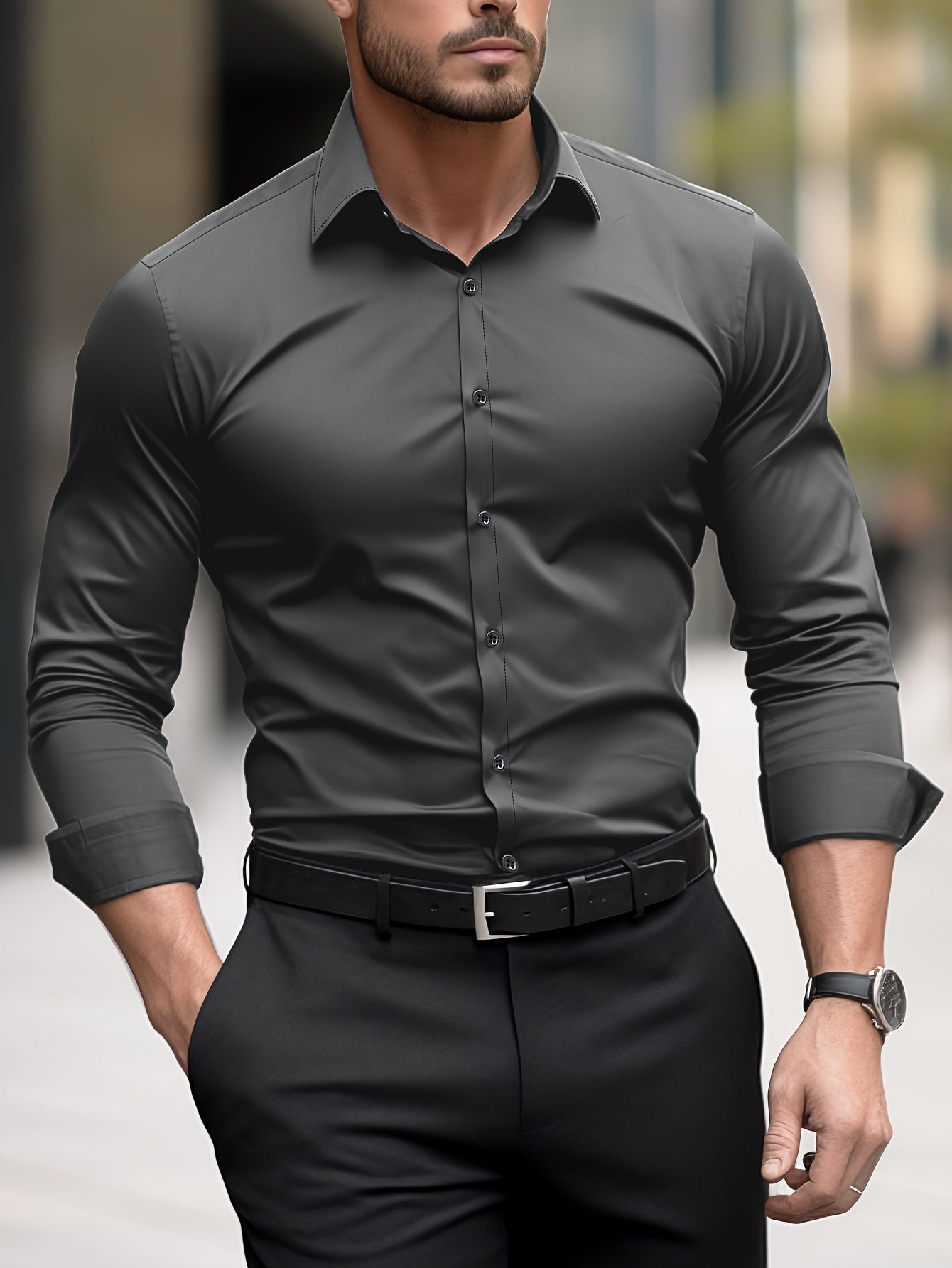 Mikael™ | Chemise noire élégante