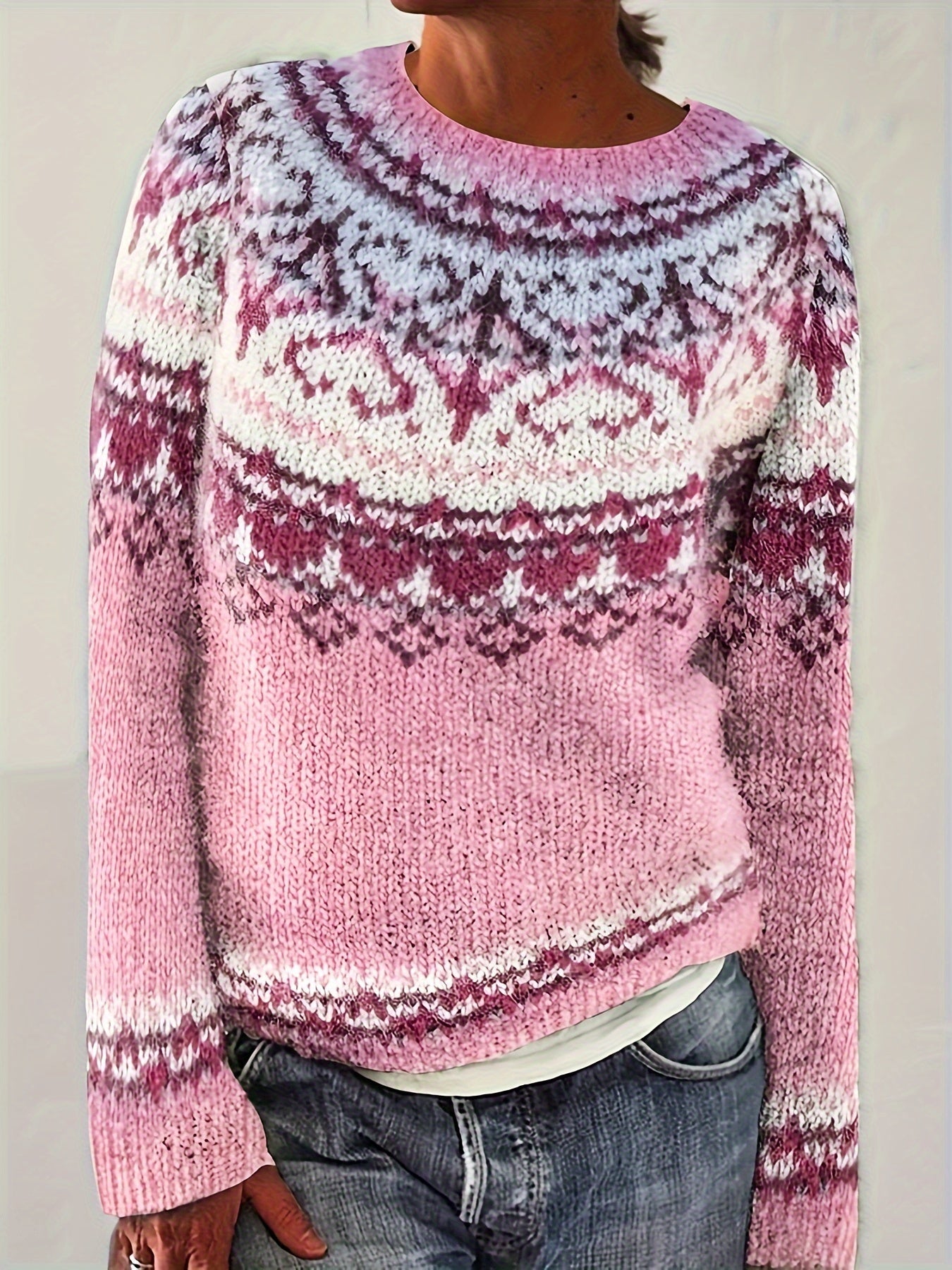 Elvira™ | Élégant pull jacquard d'inspiration vintage