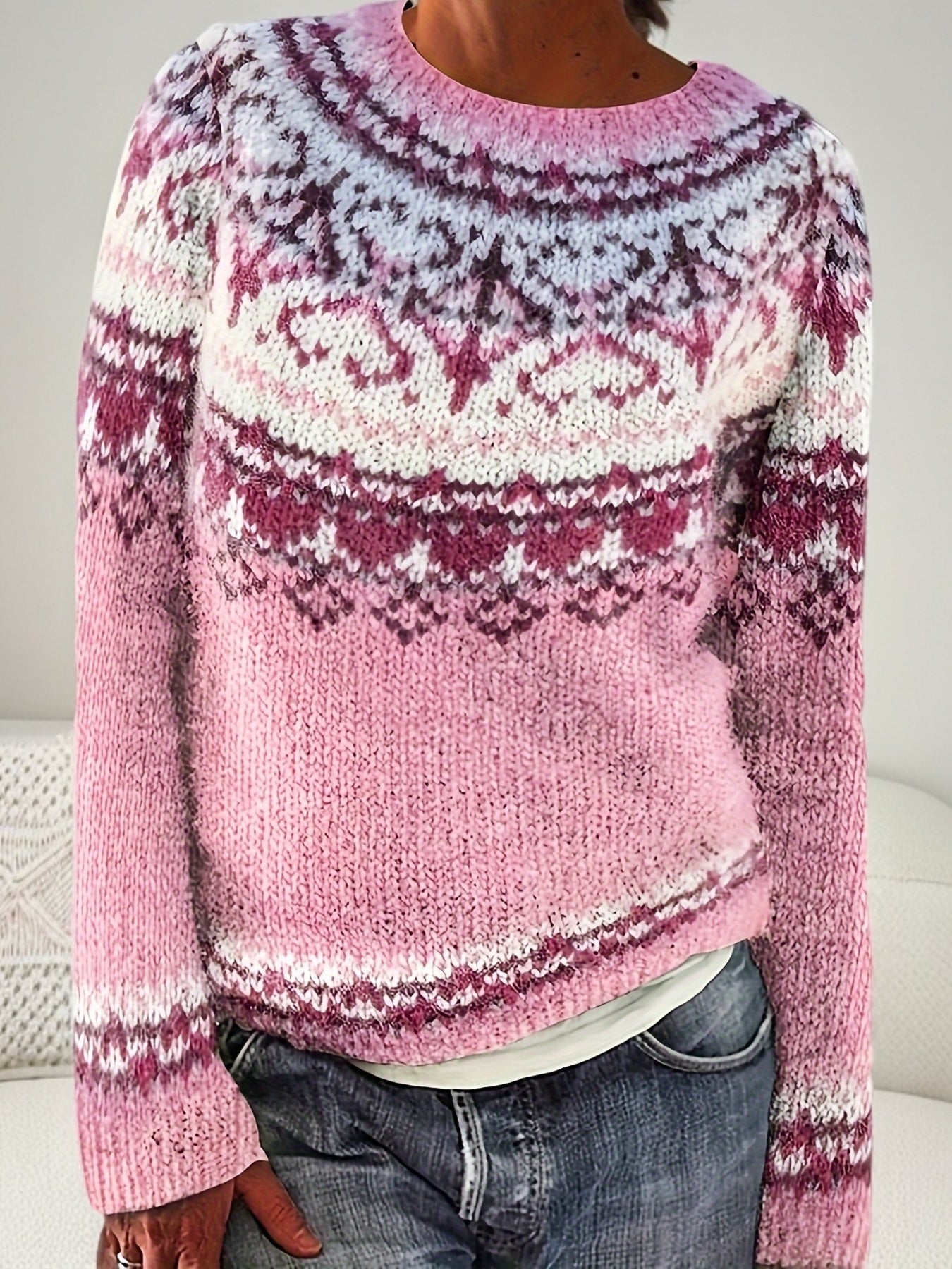 Elvira™ | Élégant pull jacquard d'inspiration vintage