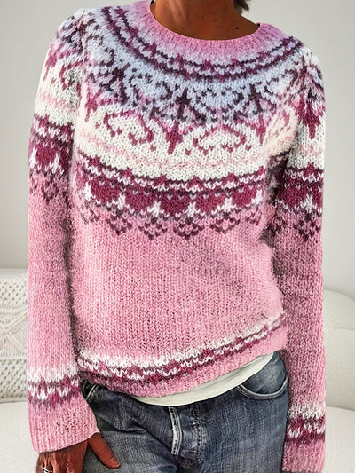 Elvira™ | Élégant pull jacquard d'inspiration vintage