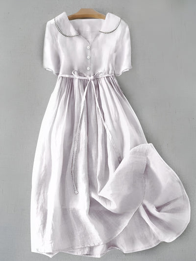 Zoé™ | Robe élégante à manches mi-longues en coton et lin