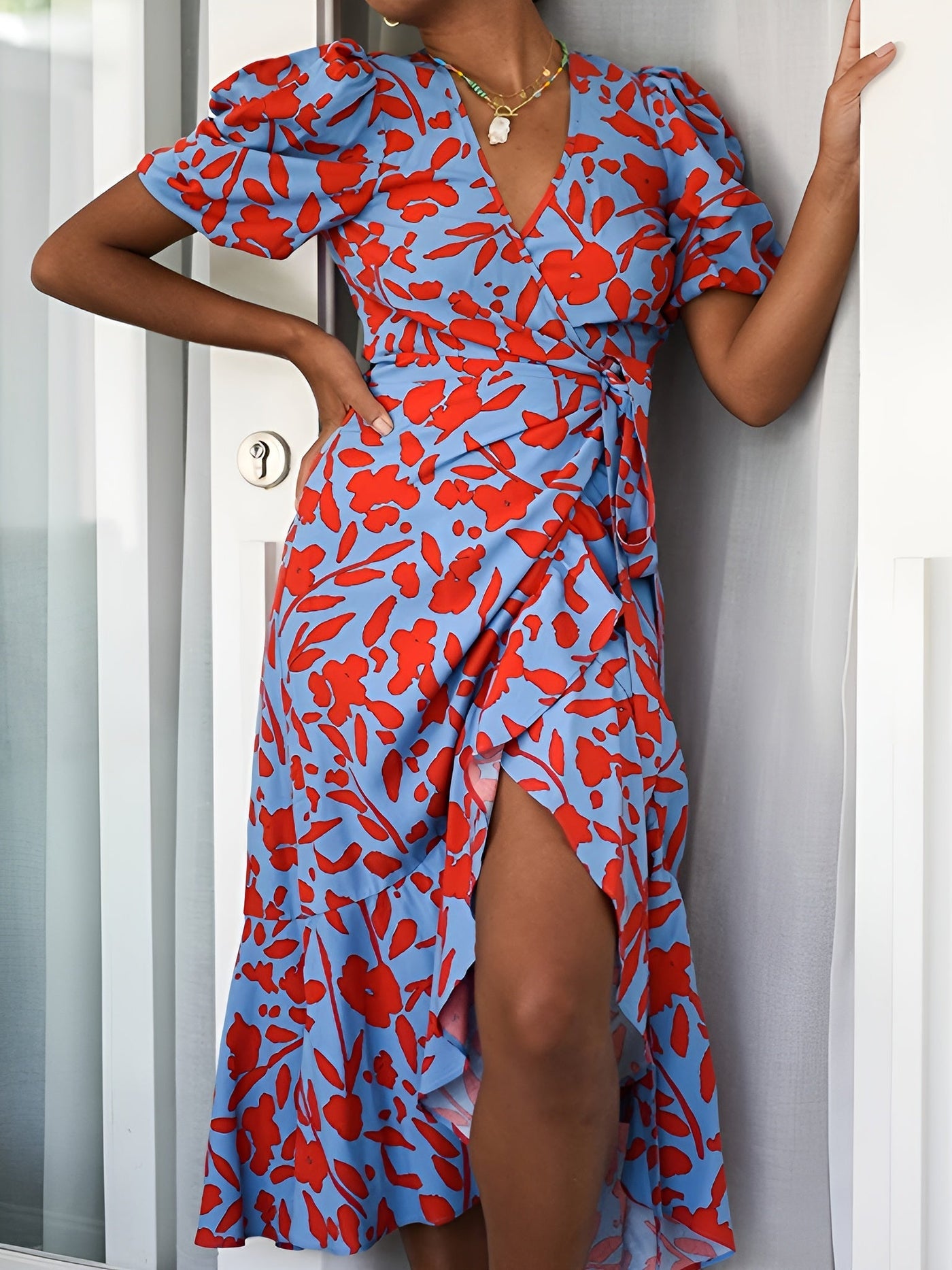 Laurence™ Robe plissée élégante à col en V