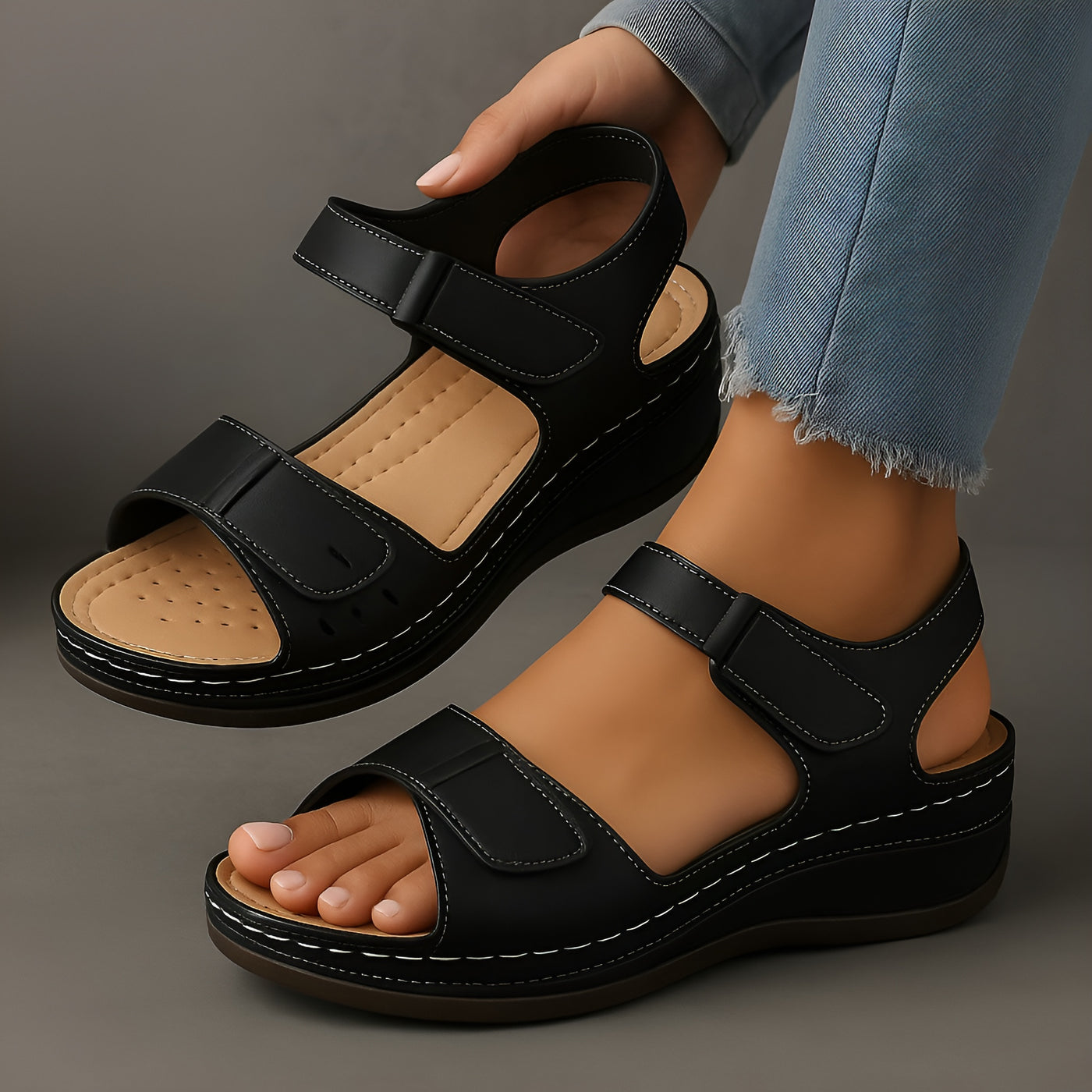Clarisse™ | Sandales orthopédiques à talon compensé
