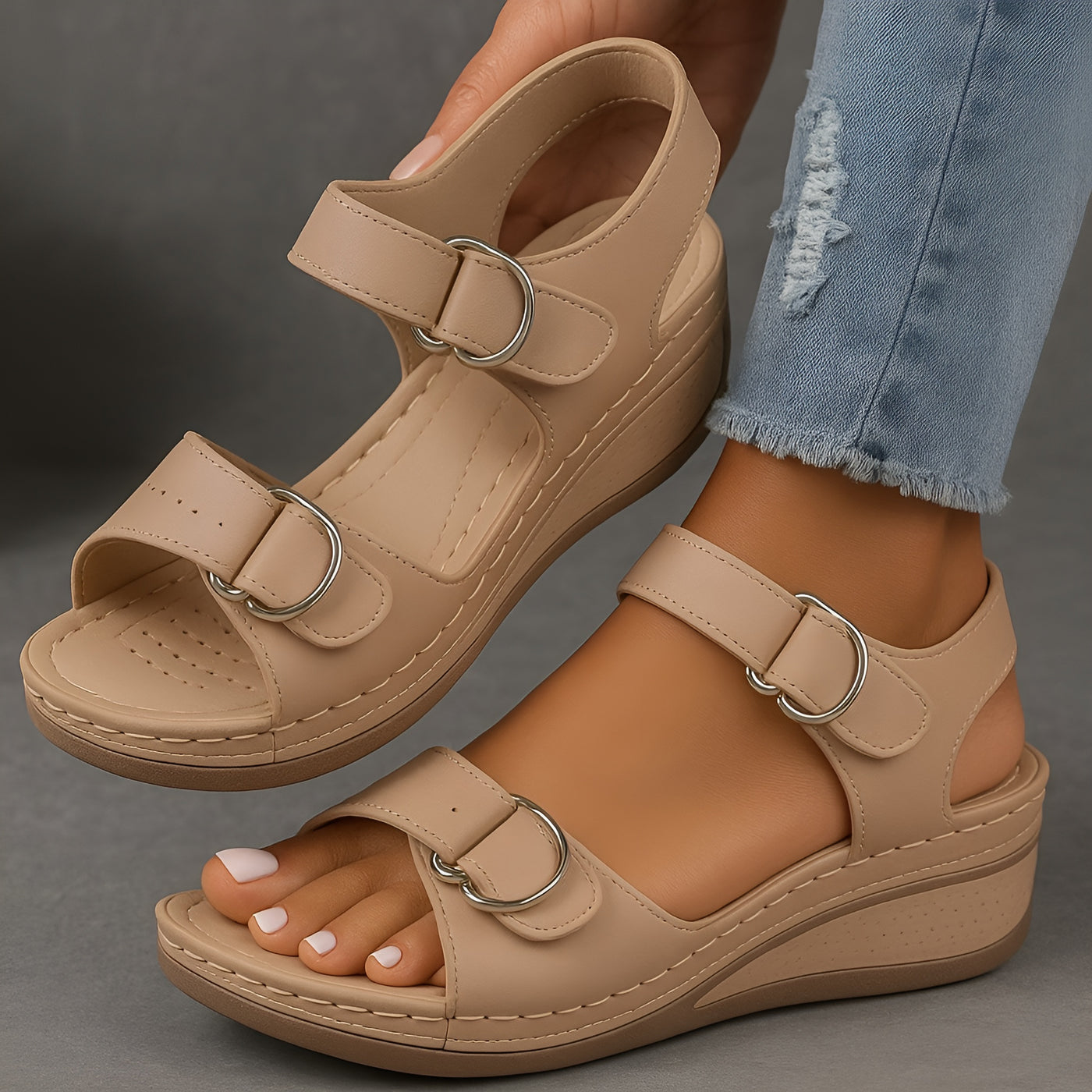 Clarisse™ | Sandales orthopédiques à talon compensé
