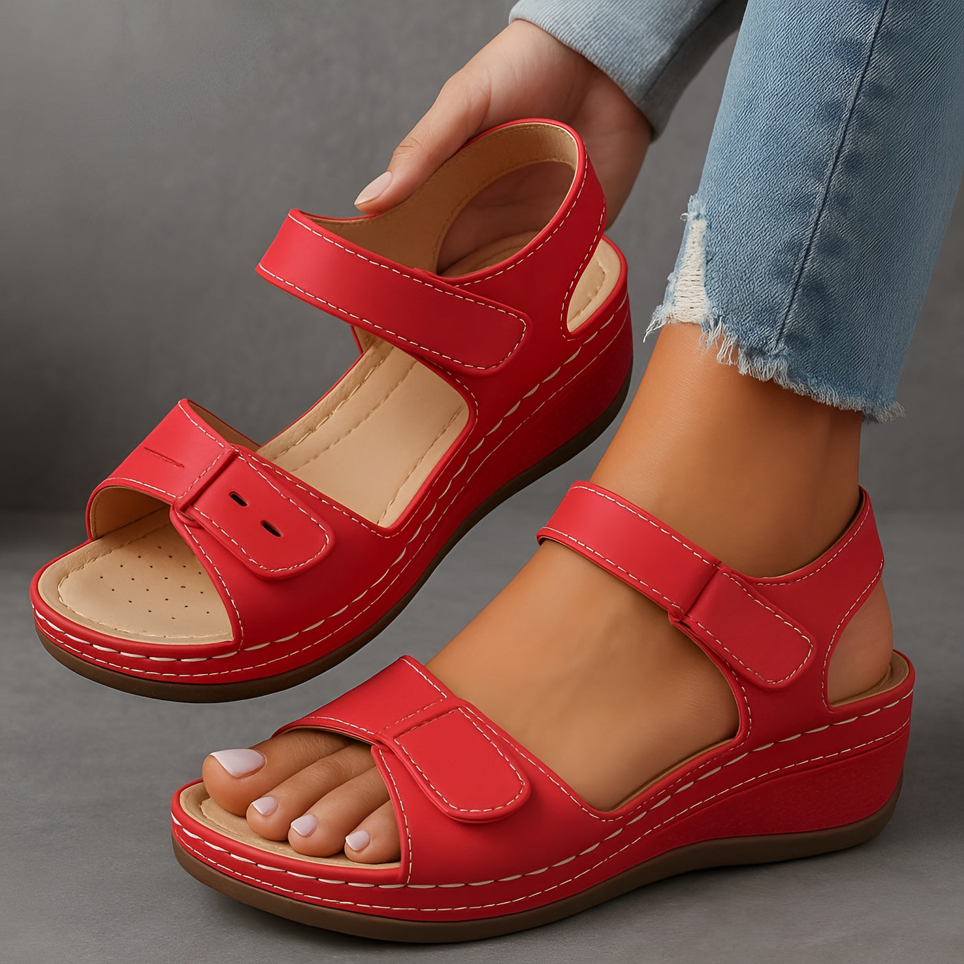 Clarisse™ | Sandales orthopédiques à talon compensé