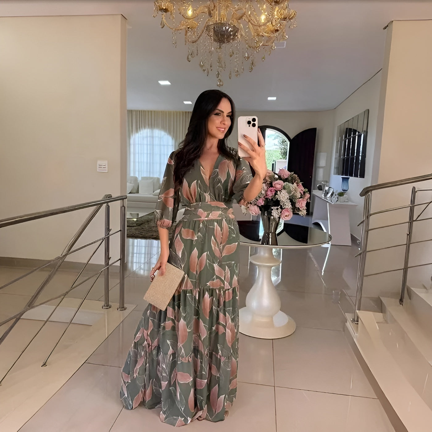 Sarah™ | Robe longue fleurie confortable pour des journées élégantes
