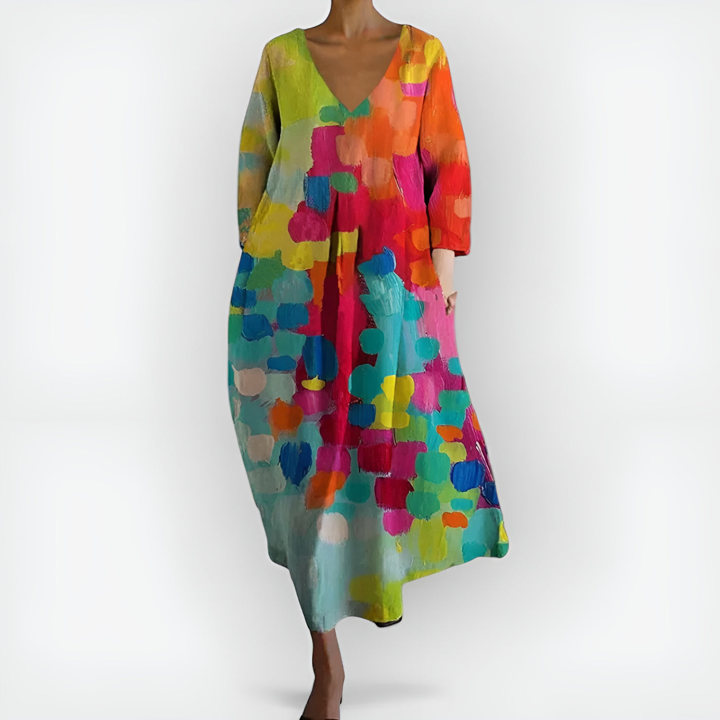Hélène | Vestido colorido con escote en V