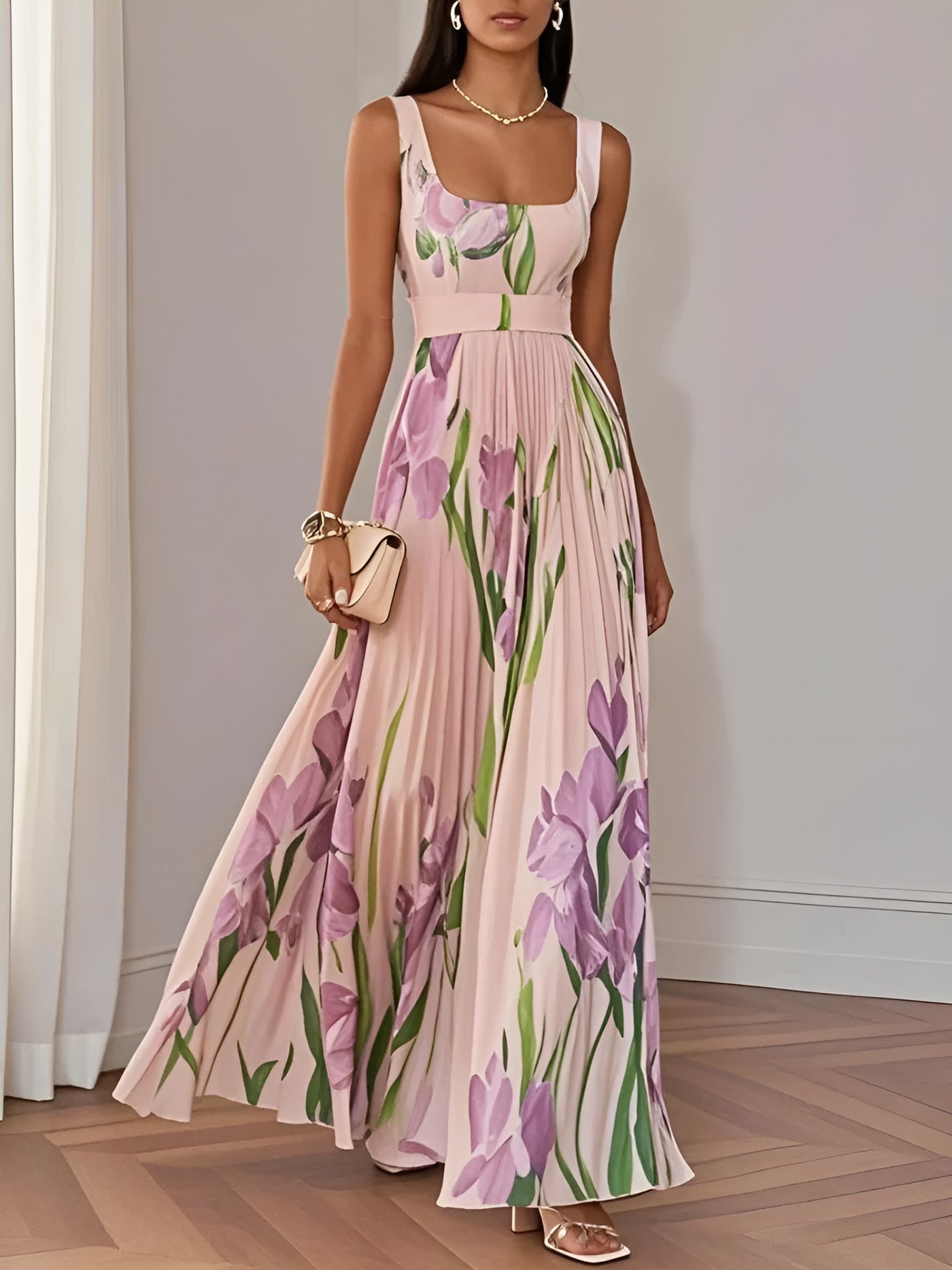 Clara™ | Robe longue plissée à fleurs élégante pour femme