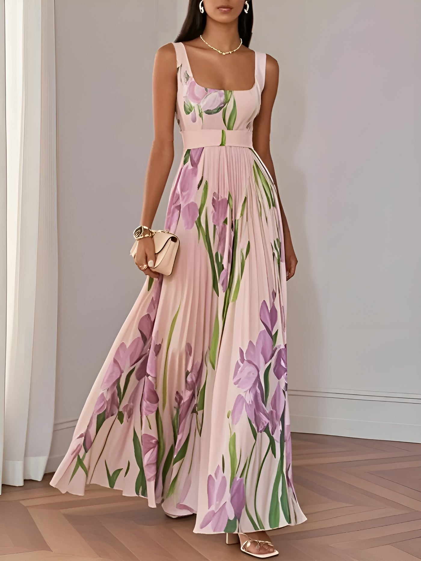 Clara™ | Robe longue plissée à fleurs élégante pour femme