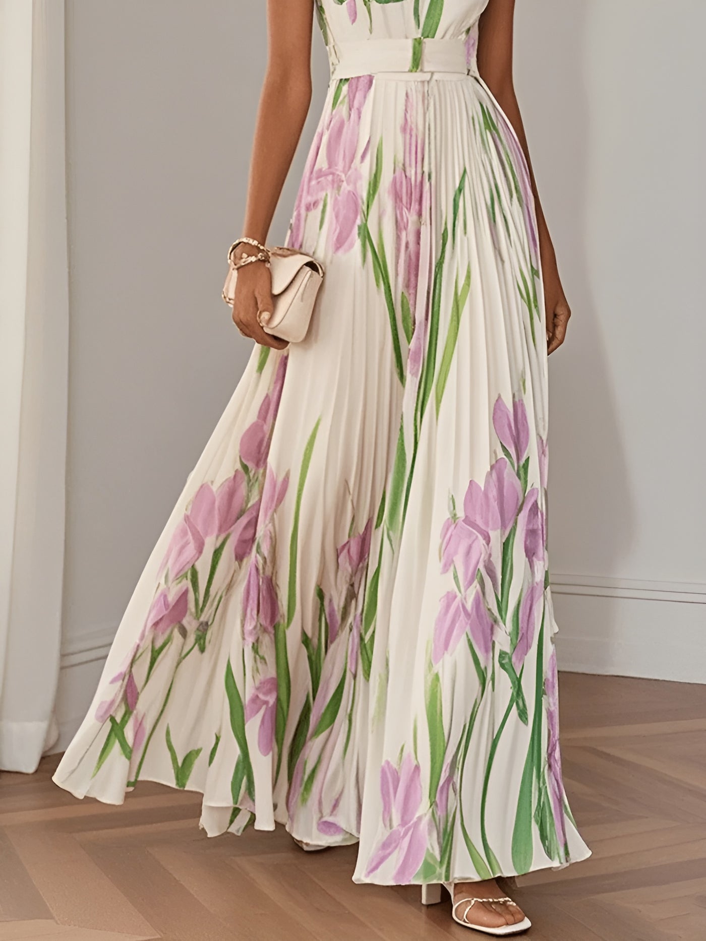 Clara™ | Robe longue plissée à fleurs élégante pour femme
